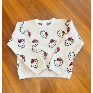 Hello Kitty Face Sweater Super Soft Thick Sz 6X Sanrio Light Grey NWT